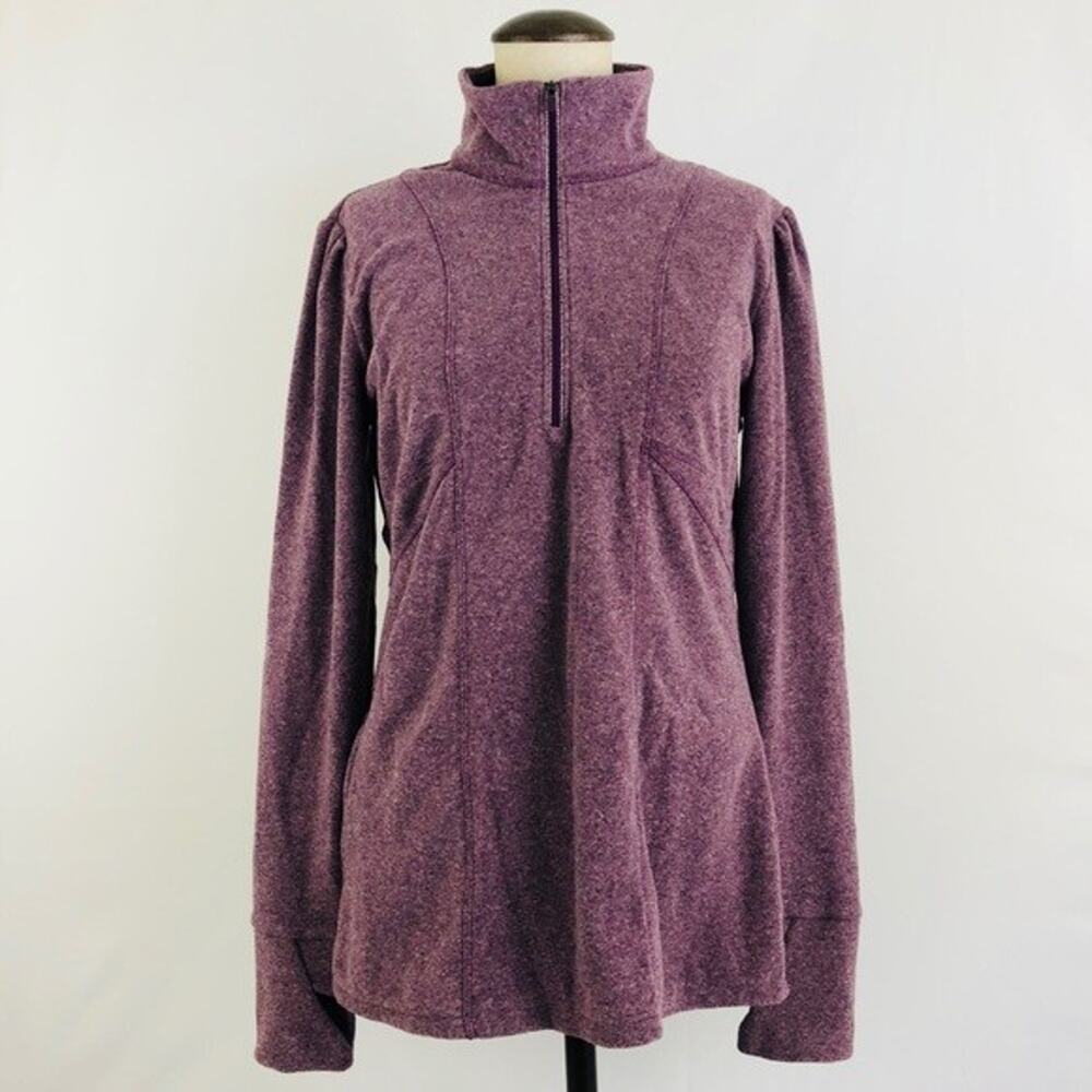 Athleta 1/2 Zip Fleece Sweater, Heather Purple SIZE XS #268027 E1016